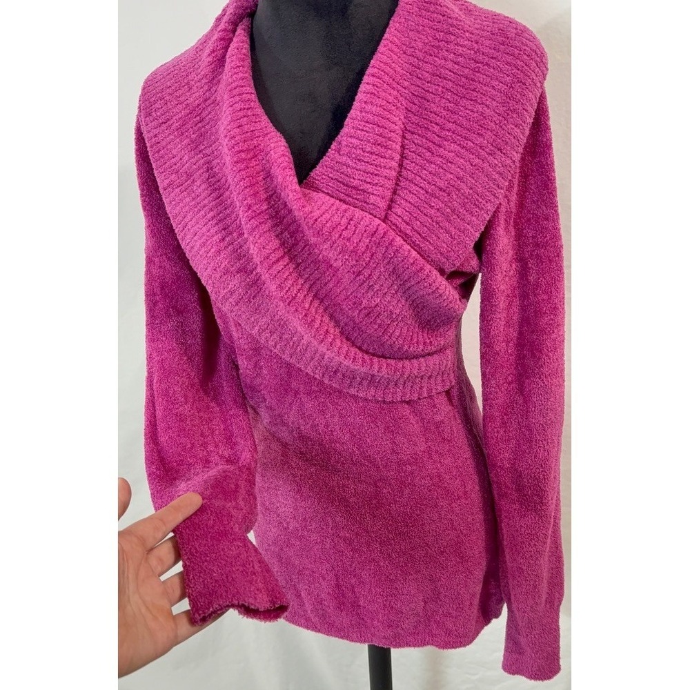 Athleta Sweater Pink Nylon Fuzzy Cowl Neck Long Sleeve Tunic Women's Size Medium